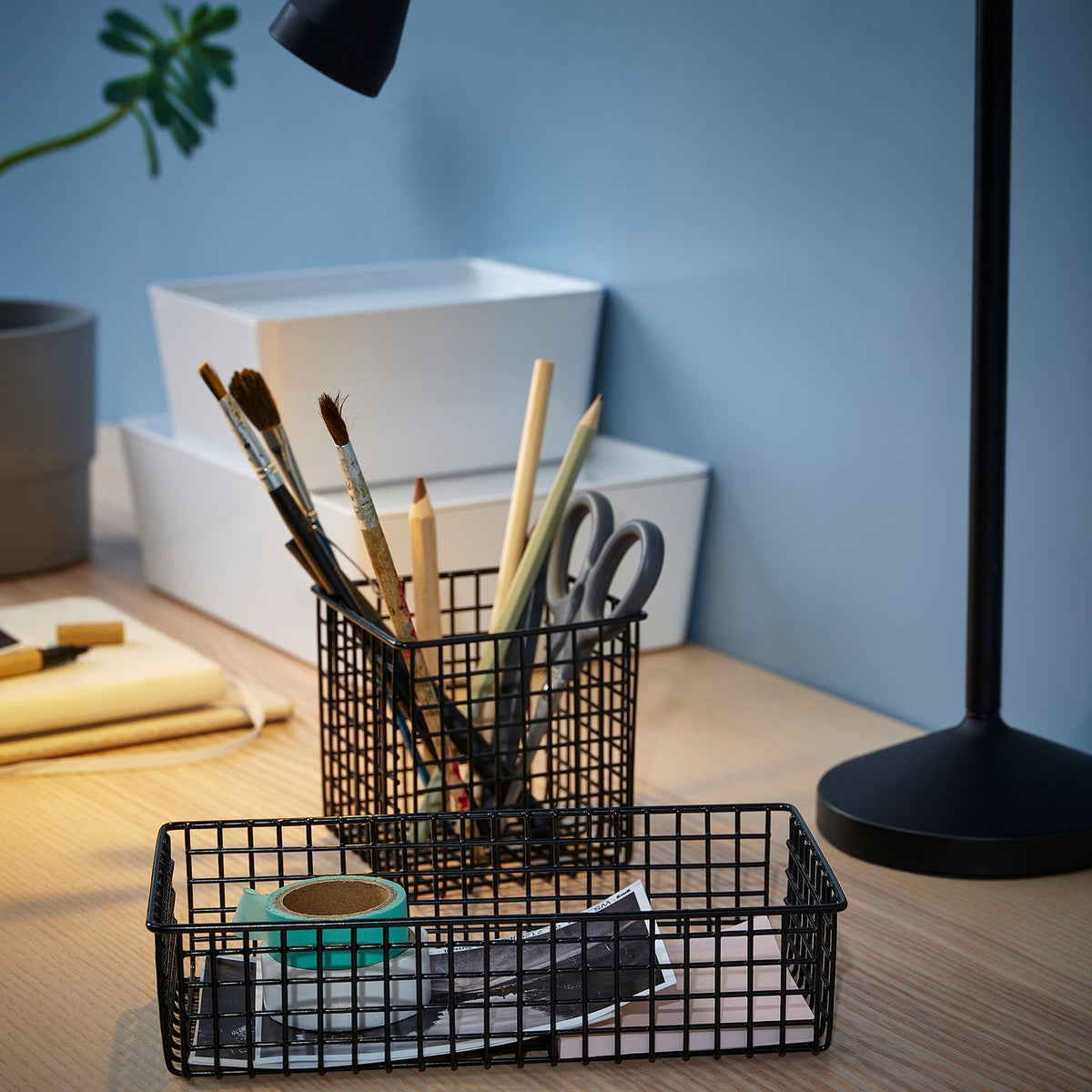 PLUGGLAND Wire Basket, Set of 2, Black