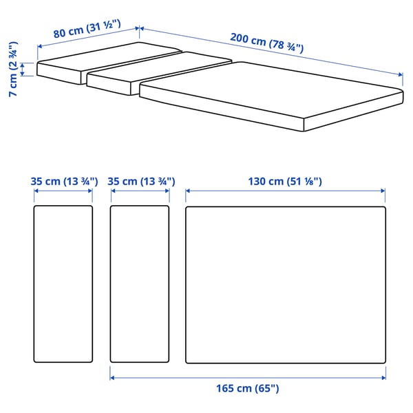 PLUTTEN Mattress foam extendable bed 80x200 cm , 80x200 cm