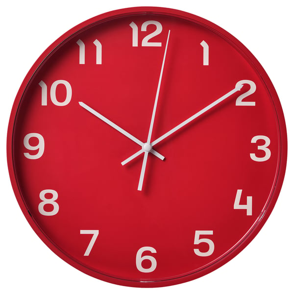 PLUTTIS wall clock, red, 28 cm