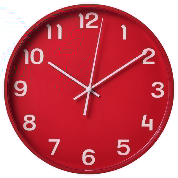 PLUTTIS wall clock, red, 28 cm