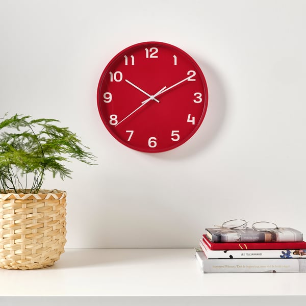PLUTTIS wall clock, red, 28 cm