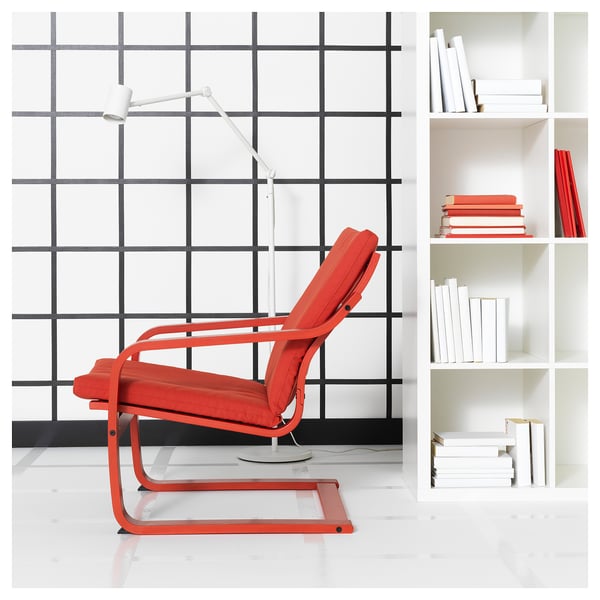 POÄNG armchair cushion with low back, Vissle red, 112x56 cm