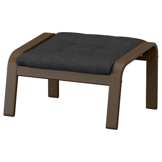 POÄNG footstool, walnut effect/Gunnared dark grey, 68x39x54 cm