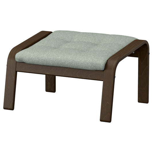 POÄNG footstool, walnut effect/Gunnared light green, 68x39x54 cm