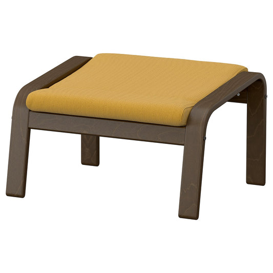 POÄNG footstool, walnut effect/Kelinge dark yellow, 68x39x54 cm