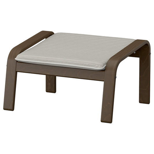 POÄNG footstool, walnut effect/Knisa light beige, 68x39x54 cm