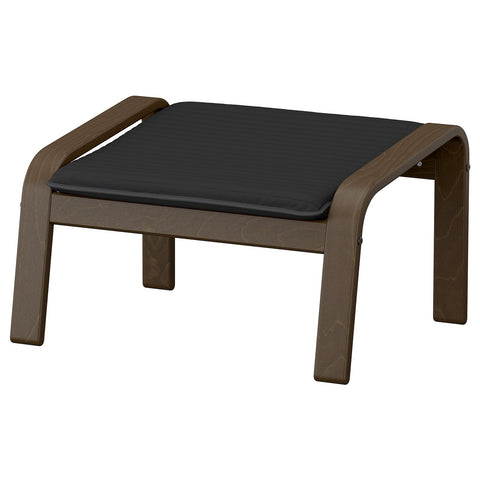 POÄNG footstool, walnut effect/Knisa black, 68x39x54 cm