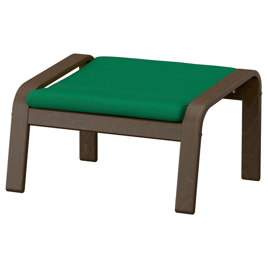 POÄNG footstool, walnut effect/Vissle deep green, 68x39x54 cm