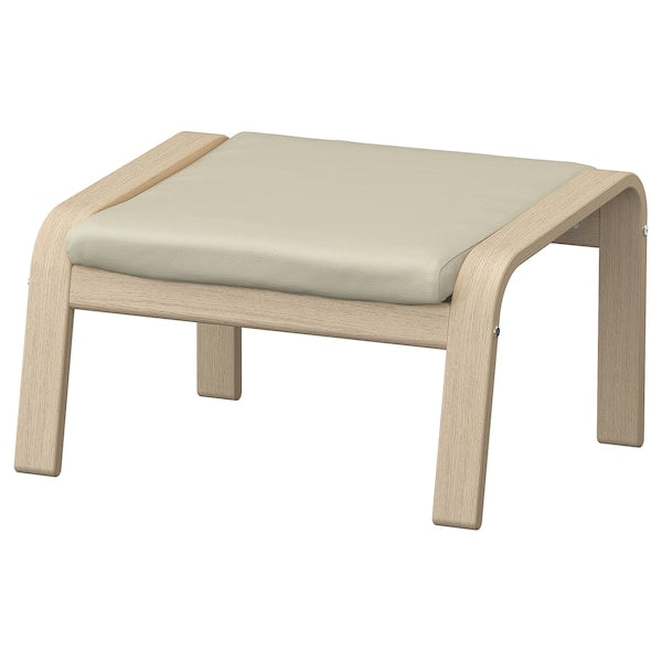 POÄNG Footrest - veneered white mord oak/Ivory Glose ,