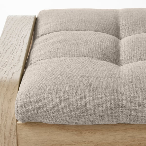 POÄNG - Footstool, mord white oak veneer/Gunnared beige ,