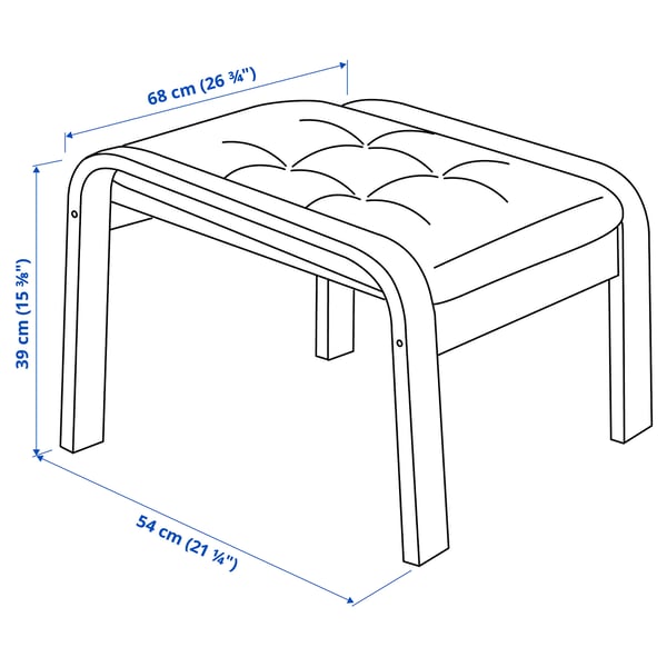 POÄNG - Footstool, mord white oak veneer/Gunnared beige ,