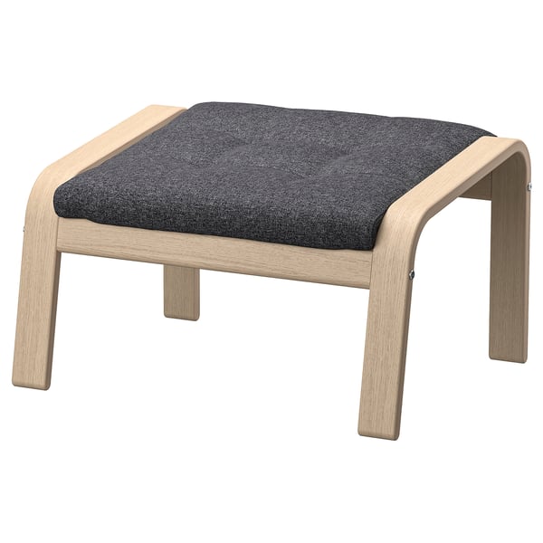 POÄNG footstool, white stained oak veneer/Gunnared dark grey, 54x39x54 cm