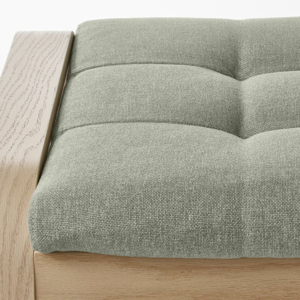 POÄNG footstool, white stained oak veneer/Gunnared light green, 68x39x54 cm