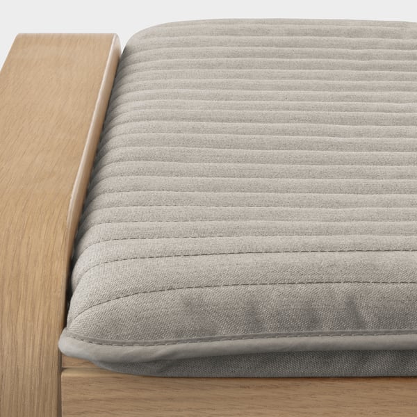 POÄNG footstool, white stained oak veneer/Knisa light beige, 54x39x54 cm