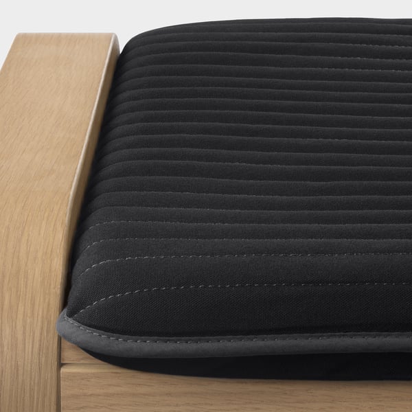 POÄNG footstool, white stained oak veneer/Knisa black, 54x39x54 cm