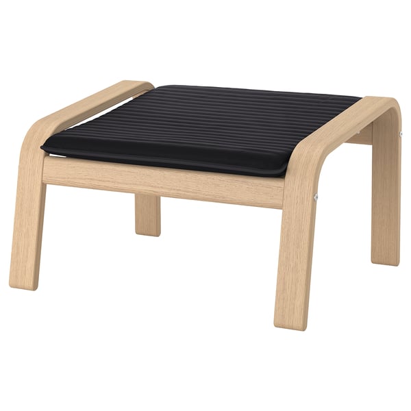 POÄNG footstool, white stained oak veneer/Knisa black, 68x39x54 cm