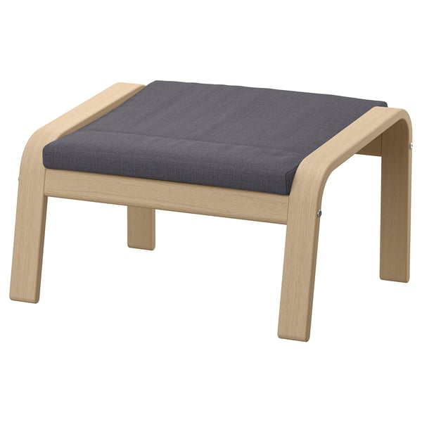 POÄNG footstool, white stained oak veneer/Skiftebo dark grey, 68x39x54 cm