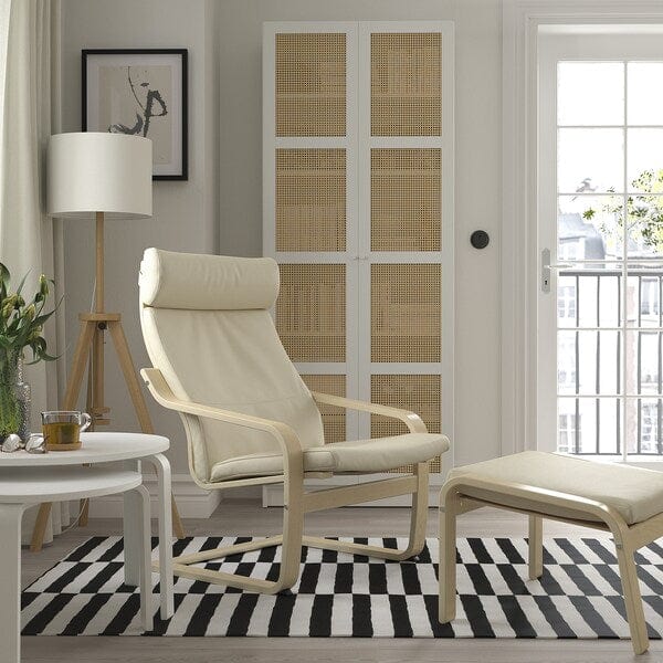 Ikea POÄNG Footrest - birch veneer/Ivory Glose ,