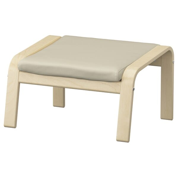 Ikea POÄNG Footrest - birch veneer/Ivory Glose ,