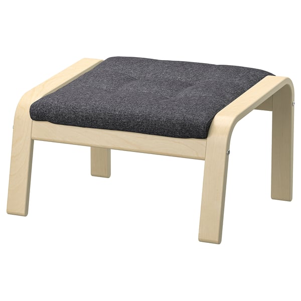 POÄNG footstool, birch veneer/Gunnared dark grey, 68x39x54 cm