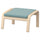 POÄNG footstool, birch veneer/Kelinge grey-blue, 68x39x54 cm