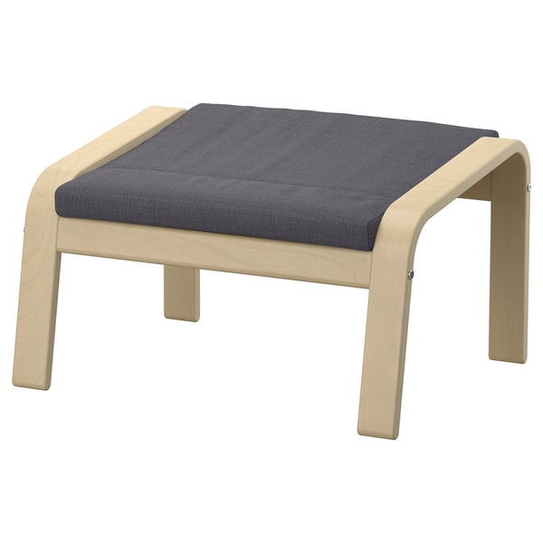 POÄNG footstool, birch veneer/Skiftebo dark grey, 68x39x54 cm