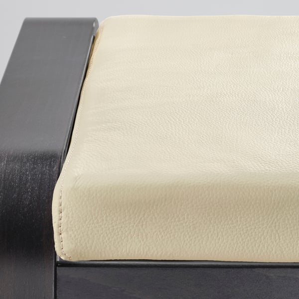 POÄNG footstool, black-brown/Glose eggshell, 68x39x54 cm