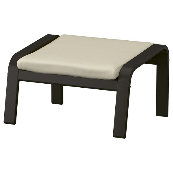 POÄNG Footrest - brown-black/Ivory Glose