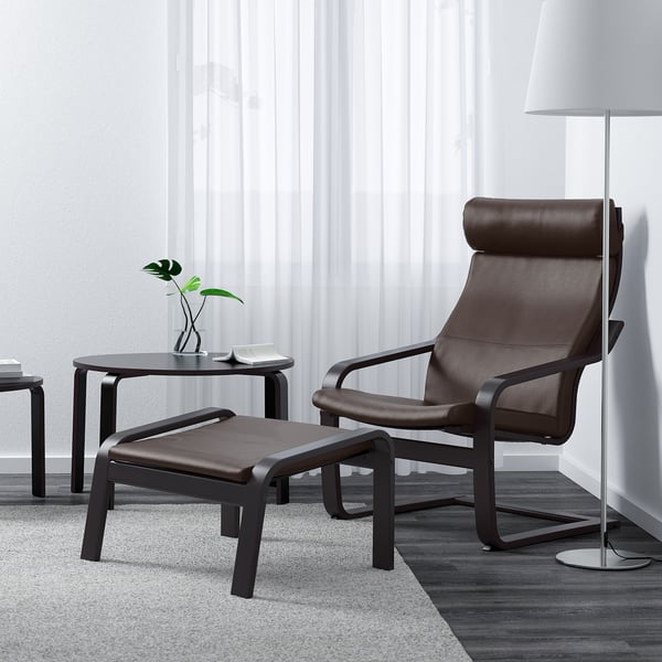 POÄNG Footrest - brown-black/Dark brown glose ,