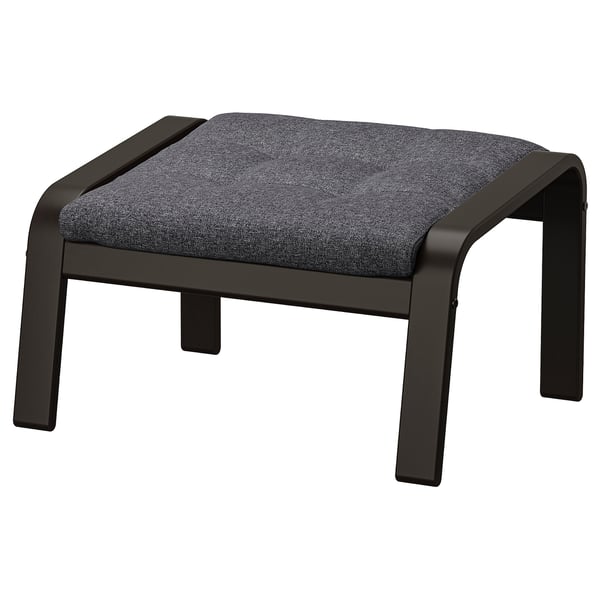 POÄNG footstool, black-brown/Gunnared dark grey, 54x39x54 cm