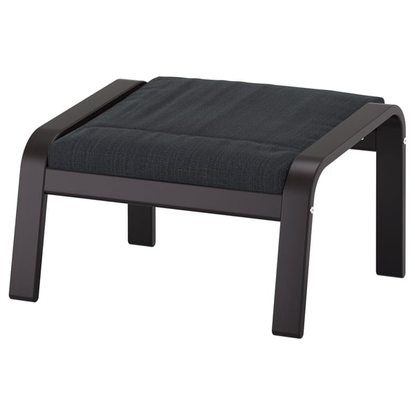 POÄNG footstool, black-brown/Hillared anthracite, 68x39x54 cm