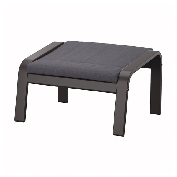 POÄNG footstool, black-brown/Skiftebo dark grey, 68x39x54 cm