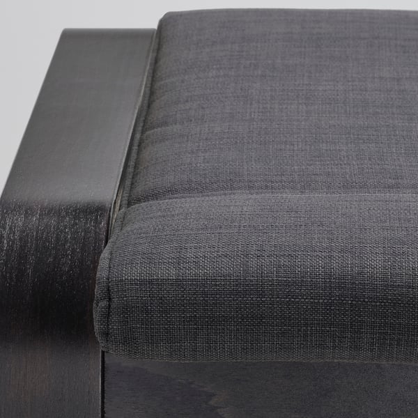 POÄNG footstool, black-brown/Skiftebo dark grey, 68x39x54 cm