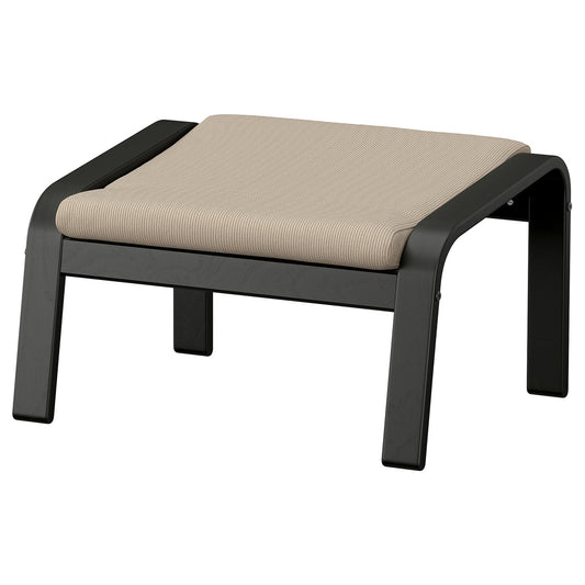 POÄNG footstool, black/Kelinge beige, 68x39x54 cm
