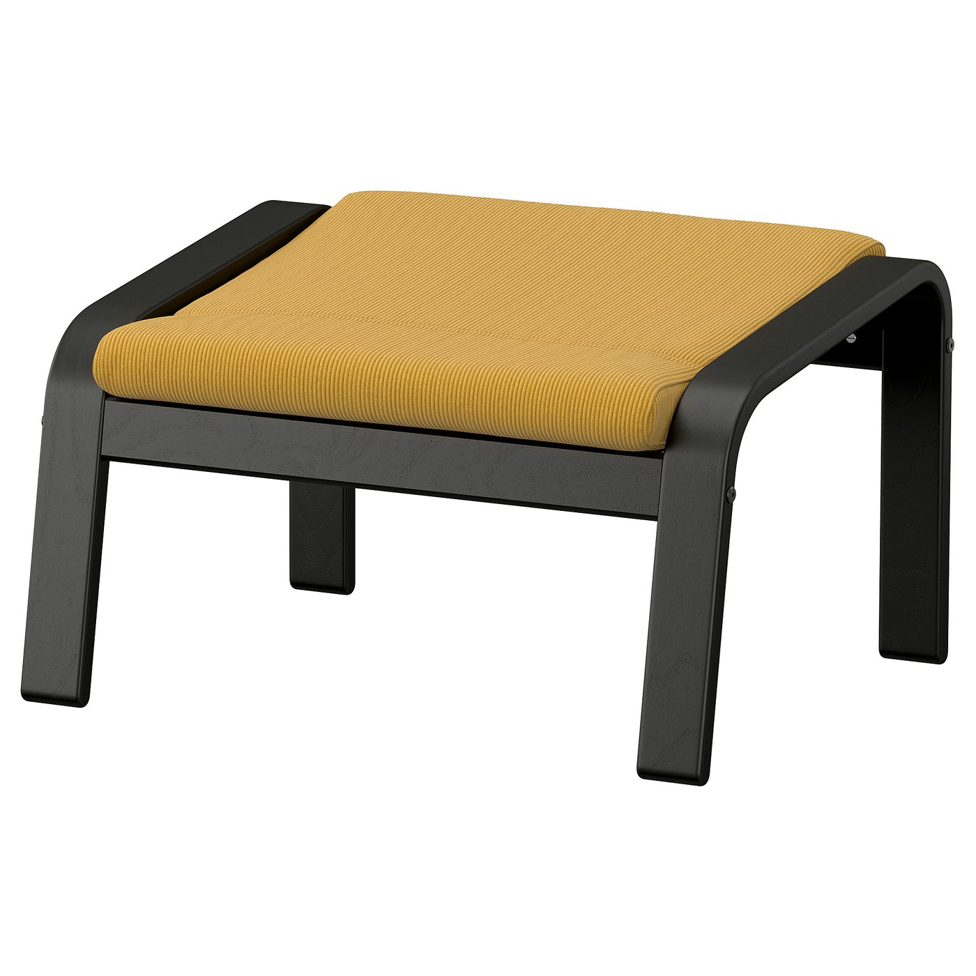 POÄNG footstool, black/Kelinge dark yellow, 68x39x54 cm