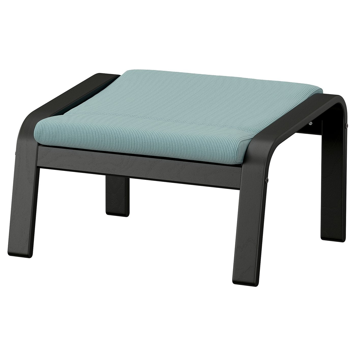 POÄNG footstool, black/Kelinge grey-blue, 68x39x54 cm