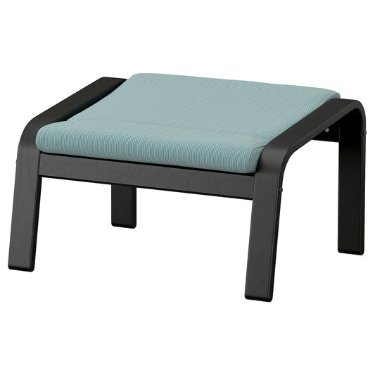 POÄNG footstool, black/Kelinge grey-blue, 68x39x54 cm
