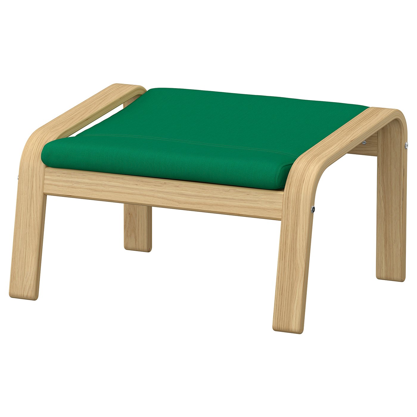 POÄNG footstool, oak/Vissle deep green, 68x39x54 cm