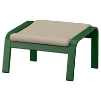 POÄNG footstool, dark green/Kelinge beige, 68x39x54 cm