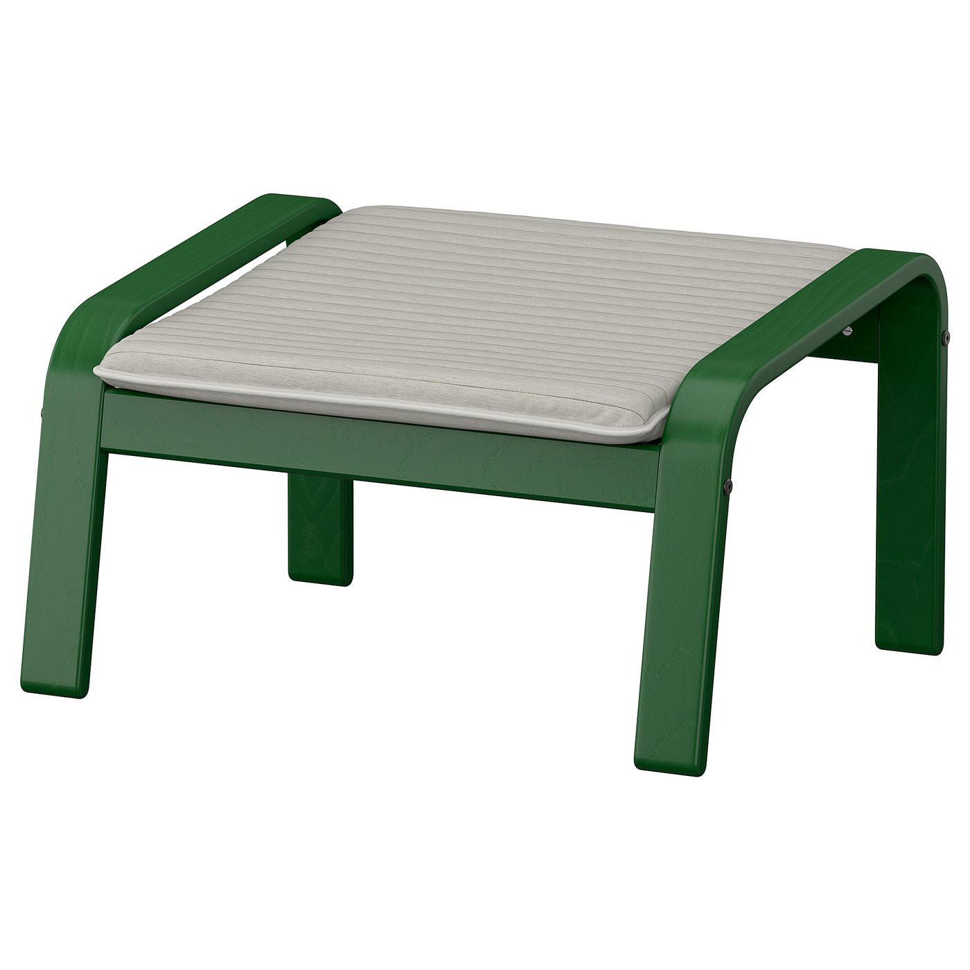 POÄNG footstool, dark green/Knisa light beige, 68x39x54 cm