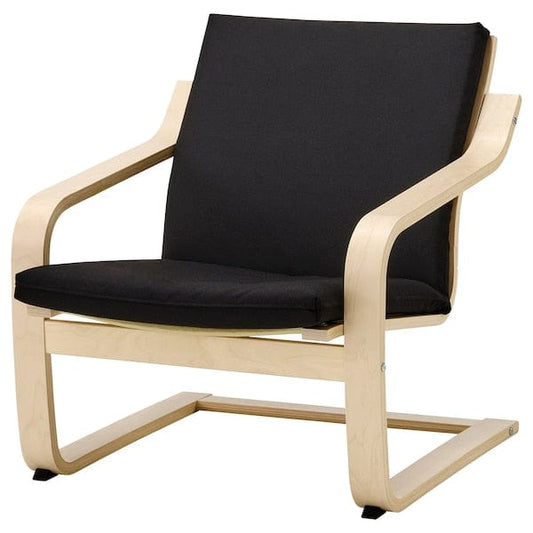 Ikea POÄNG - Low-back armchair, natural/beige/Vissle black color