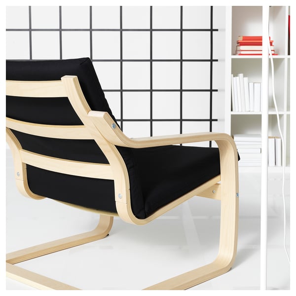 POÄNG - Low-back armchair, natural/beige/Vissle black color