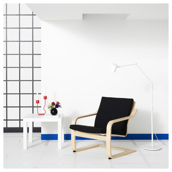 POÄNG - Low-back armchair, natural/beige/Vissle black color