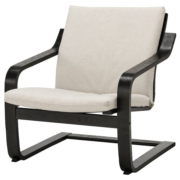 Ikea POÄNG - Low-back armchair, black/Katorp natural/beige color