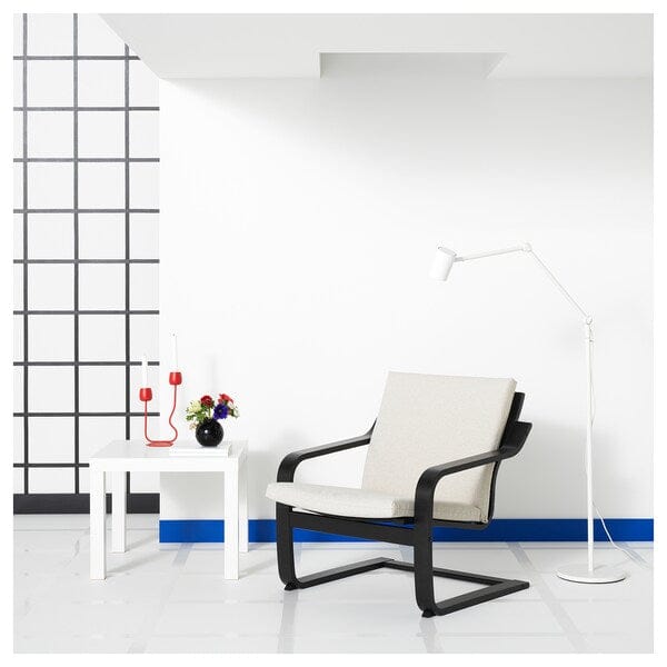 Ikea POÄNG - Low-back armchair, black/Katorp natural/beige color