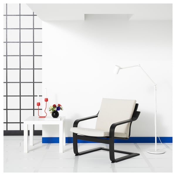 POÄNG - Low-back armchair, black/Katorp natural/beige color