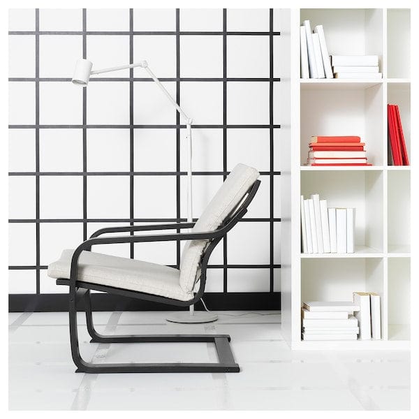 Ikea POÄNG - Low-back armchair, black/Katorp natural/beige color