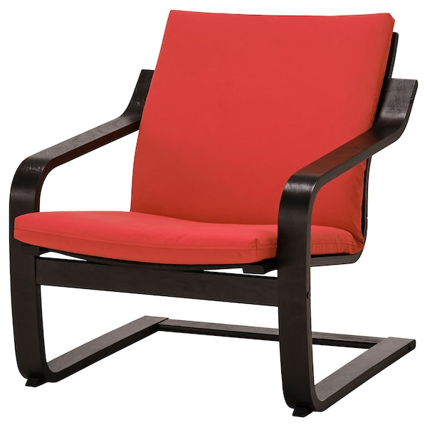 POÄNG - Low Back Armchair, Black/Vissle Red