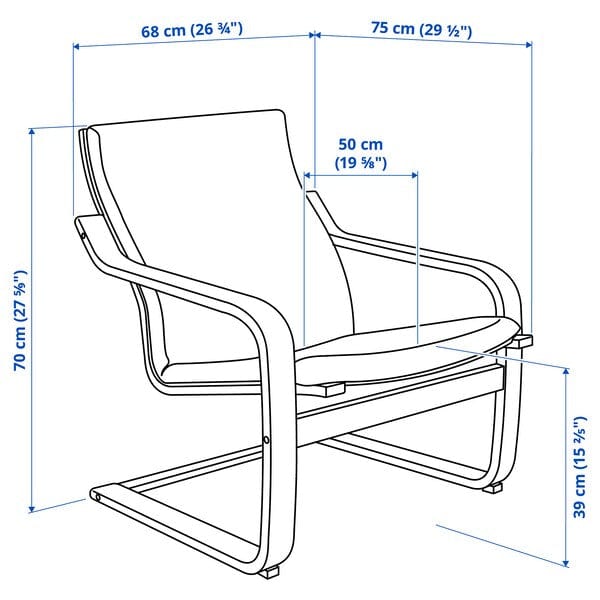 Ikea POÄNG - Low Back Armchair, Black/Vissle Red