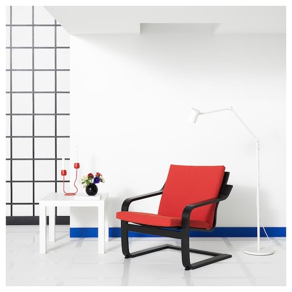 Ikea POÄNG - Low Back Armchair, Black/Vissle Red